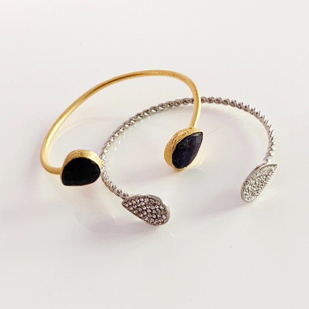 */$25 Thin Gold Silver Rhinestone Bypass Cuff Bracelet